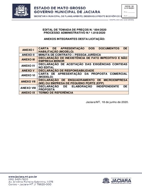 Preenchível Disponível anexo iii modelo carta de apresentao dos