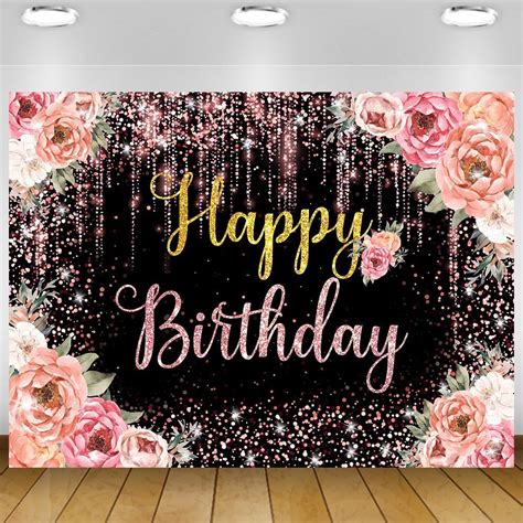 Amazon Happy Birthday Backdrop For Women Glitter Bokeh Spots Pink