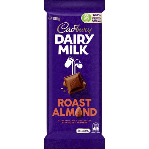 Cadbury Dairy Milk Roast Almond Chocolate Block 180g Woolworths