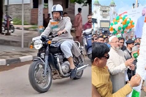 Asaduddin Owaisi Asaduddin Owaisi Vrooms On Bike In Hyderabad