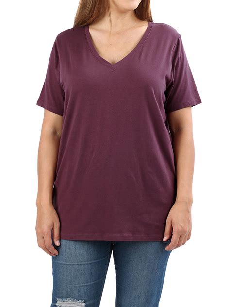 Zenana Women And Plus S 3x Cotton V Neck Short Sleeve Casual Basic Tee