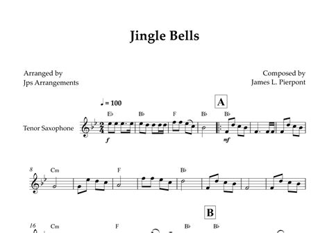 Jingle Bells For Tenor Sax Arr Jps Arrangements By James Lord