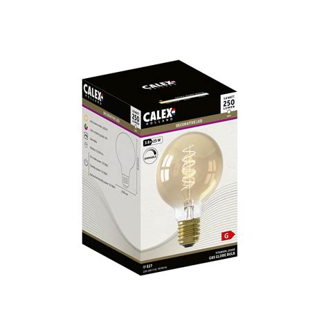 Calex E27 G80 3 8 W LED Filament Flex 821 Gold Dim Lights Co Uk