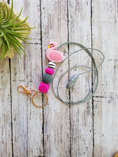 Flamingo Lanyard Teacher Lanyard Lanyard Teacher T Id Etsy