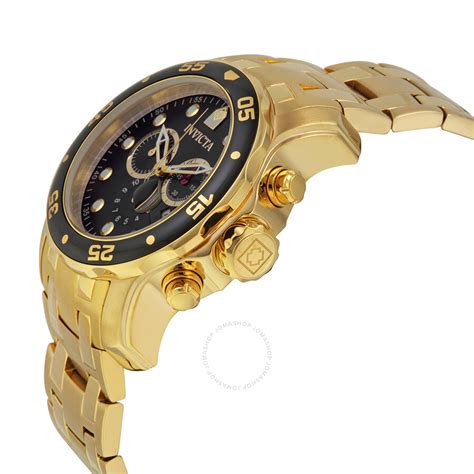 Invicta Pro Diver Chronograph Black Dial Gold Tone Men S Watch