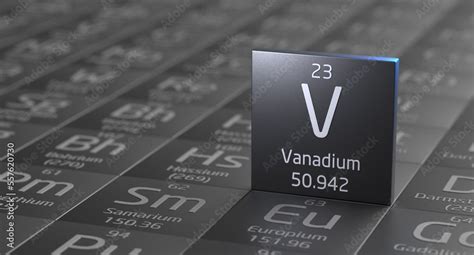 Vanadium Element Periodic Table Metal Mining 3d Illustration Stock