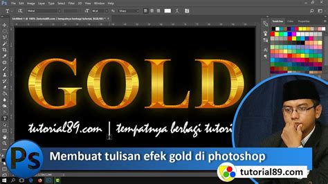 Cara Membuat Tulisan Efek Gold Di Photoshop Tutorial89 Youtube