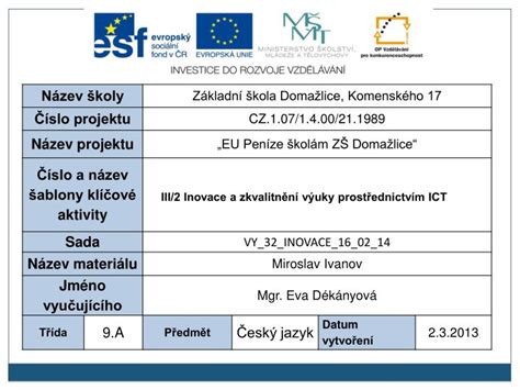 Ppt Vzd L Vac Oblast Jazyk A Jazykov Komunikace Vzd L Vac Obor