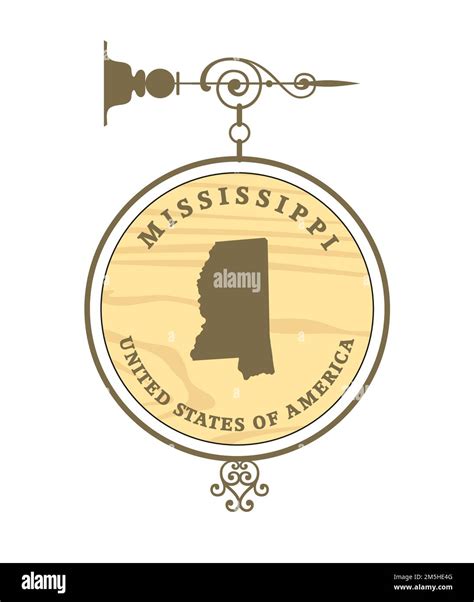 Vintage Label With Map Of Mississippi Vector Stock Vector Image And Art