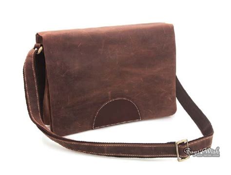 Leather messenger bag, coffee retro messenger bag for school - BagsWish