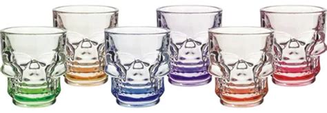 Set Vasos Tequileros Shot Calavera Vidrio De Ml Colores Color