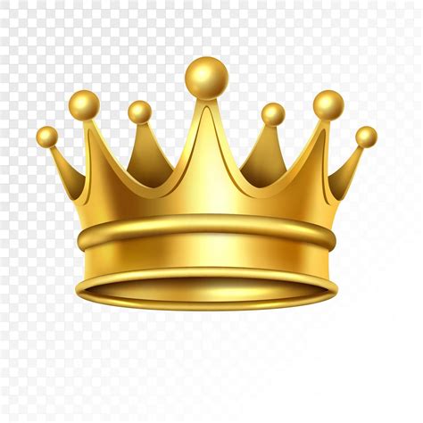 Realistic Golden Crown Isolated On A Transparent Background Vector