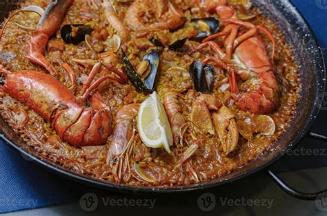 Paella Seafood And Lobster Spanish Tradicional Food 39560295 Stock