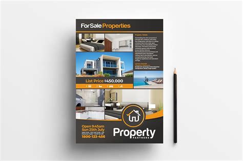 A4 Real Estate Poster Template 3 Stationery Templates Creative Market