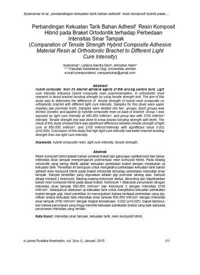 Syamsinar Et Al Perbandingan Kekuatan Tarik Bahan Adhesif Resin