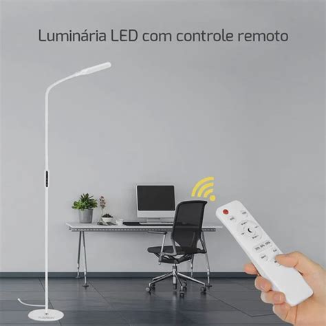 Luminária Coluna Moderna Haste Flexivel De Led Controle Remoto Sala