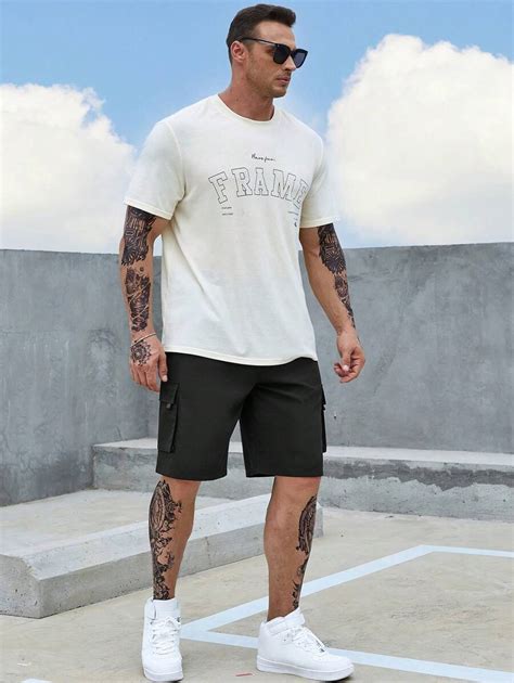 Manfinity LEGND Men Plus Flap Pocket Side Drawstring Waist Cargo Shorts