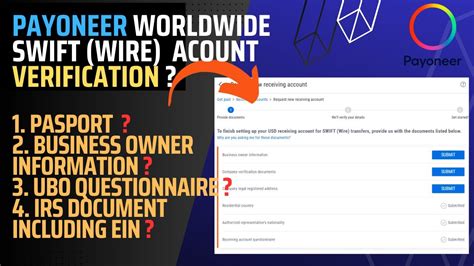 Payoneer Worldwide SWIFT Wire Account Verification 2023 Passport