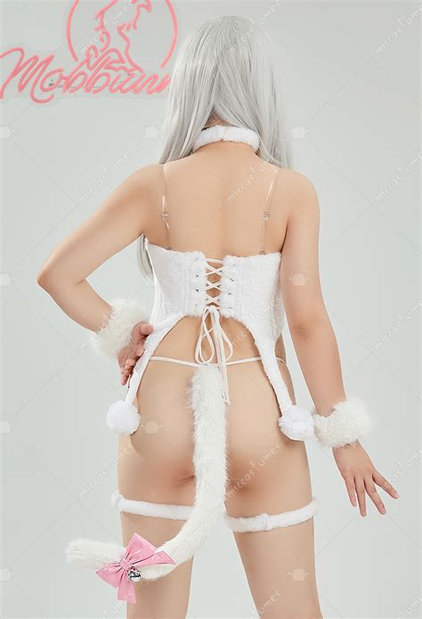 Women Sexy Lingerie Set Ice Season Plush Kawaii Cat Paw Top And Thong With Tail Top Quality