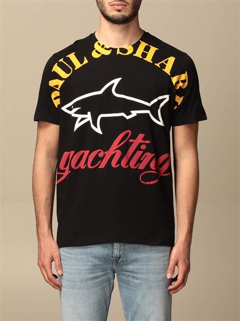 PAUL & SHARK: T-shirt with big print - Black | Paul & Shark t-shirt ...