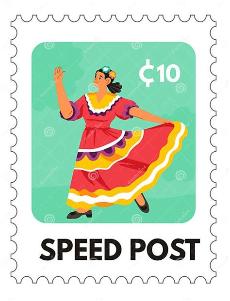 Traditional Dance Speed Post Stamp Stock Vector Illustration Of