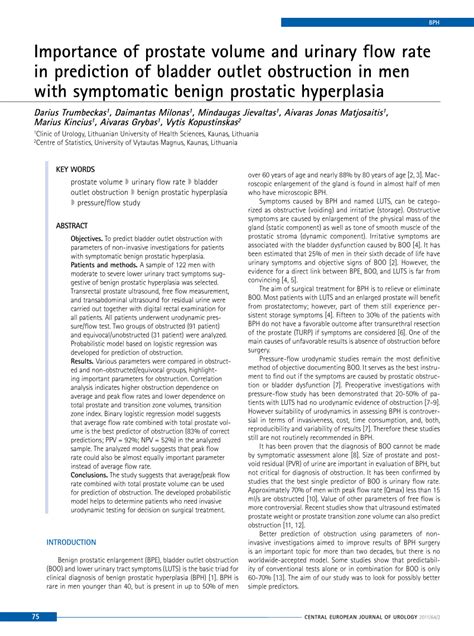 (PDF) BPH Importance of prostate volume and urinary flow rate in ...