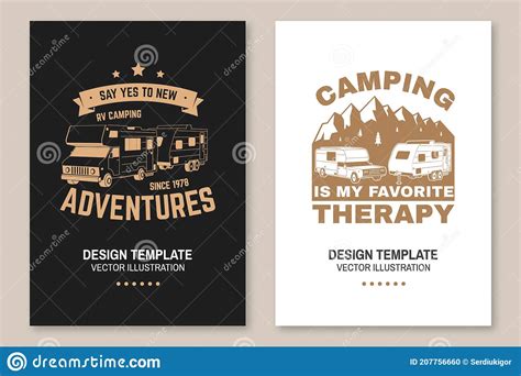 Camping Is My Favorite Therapy Posters Banners Flyers Vector