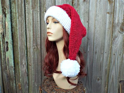 Knit Santa Hat Christmas Hat Santa Claus Hat Knitted Hat Etsy