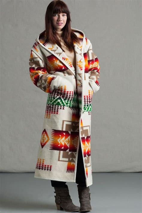 Indian Blanket Long Coat Chief Joseph Ivory Pendleton® Wool Coat