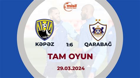 Kəpəz 1 6 Qarabağ Misli Premyer Liqası 28 ci tur TAM OYUN YouTube