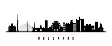 Belgrade Skyline Horizontal Banner Black And White Silhouette Of