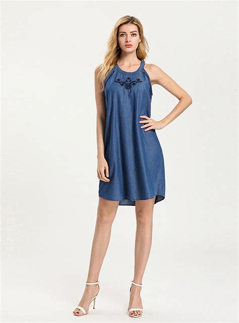 Ripley VESTIDO DENIM TENCEL BORDADO REGATTA