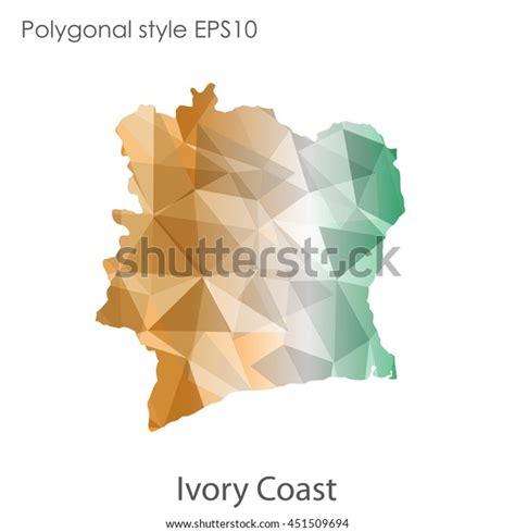 Ivory Coast Map Geometric Polygonalmosaic Styleabstract Stock Vector