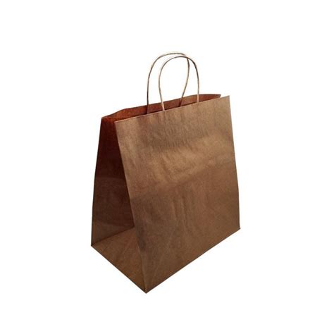 Bolsa Papel Grande Asa Rizada Base Ancha Kraft 32 21x33cm