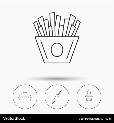 Vegetarian burger chips and coffee icons Vector Image