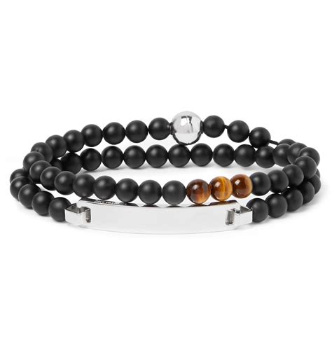 Montblanc James Dean Sterling Silver Onyx And Tigers Eye Beaded