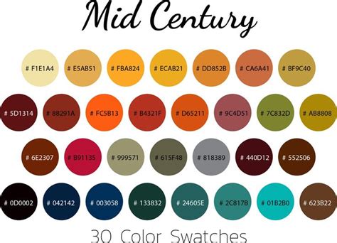 Mid Century Color Swatches Color Palette IPad Etsy Ireland