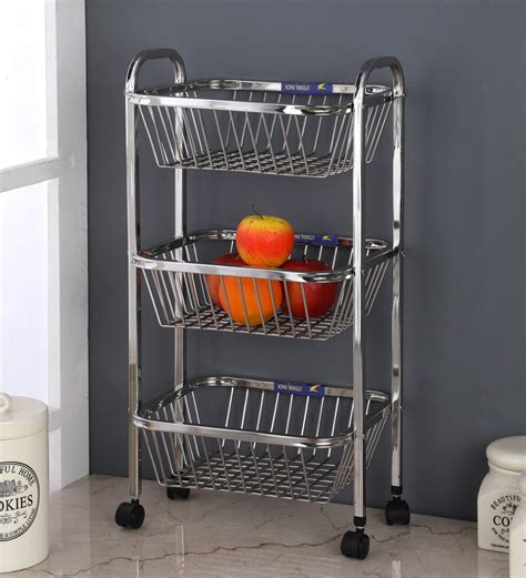 Buy 3 Tier Stainless Steel Kitchen Trolley At 27 OFF By Zecado Pepperfry