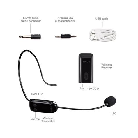 SHIDU UHF Wireless Head Headset Microphone 2 In 1 Handheld Portable MIC