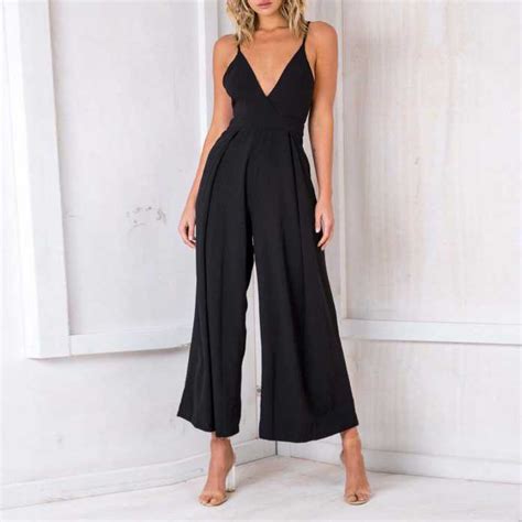 Formal Sleeveless Wrap Front Wide Leg Palazzo Jumpsuit Sunifty