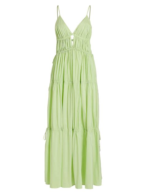 Buy Simkhai April Tiered Poplin Maxi Dress Pear At Off Editorialist