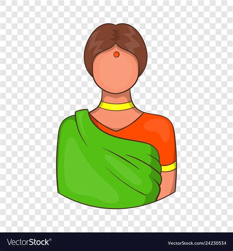 Indian Woman In Traditional Sari Icon Royalty Free Vector