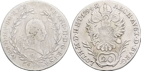 Österreich Franz II I 1792 1835 20 Kreuzer 1794 G Nagybanya VF