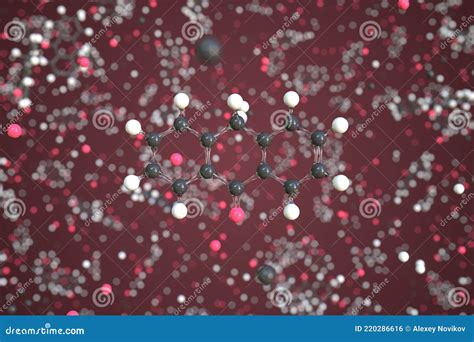 Molecule Of Anthrone Ball And Stick Molecular Model Science Related 3d Rendering Stock Image