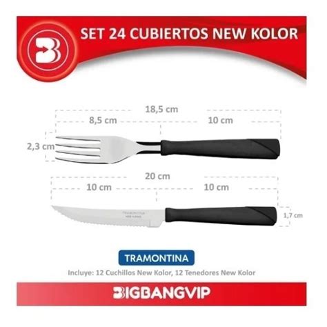 Combo Cubiertos X24 New Kolor Tramontina Cuchillo Tenedor MercadoLibre