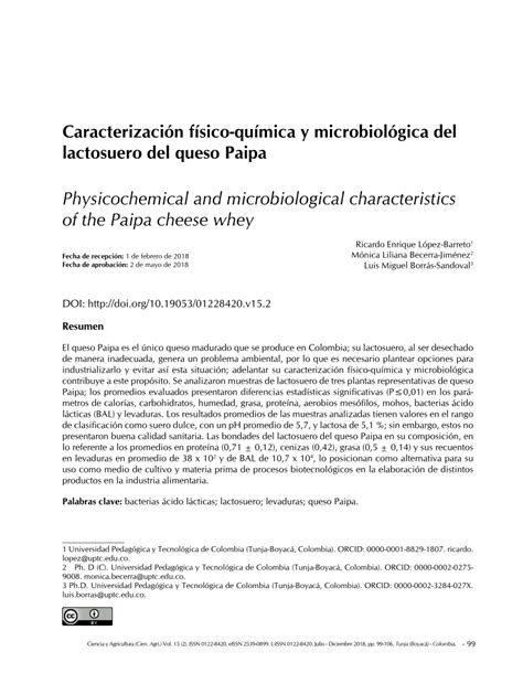 PDF Caracterización físico química y microbiológica del lactosuero