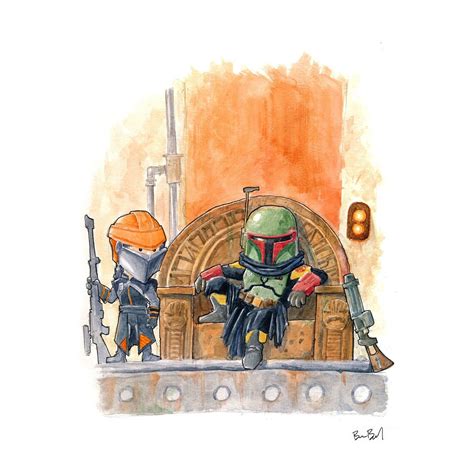 Boba Fett and Fennec Shand Fan Art Watercolor Print | Etsy