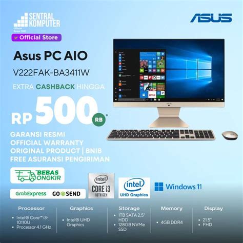 Jual Asus Pc Aio V Fak Ba W I U Gb Tb Gb Ssd Win Di