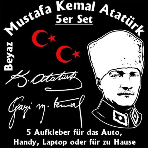 ATATÜRK PORTRÄT IMZA ca 37 cmTürkiye Sticker Mustafa Kemal Weiss 5er