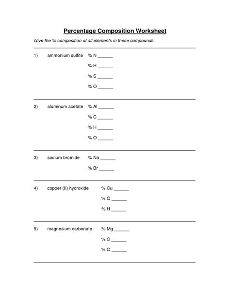 Percent Composition Examples With Answers